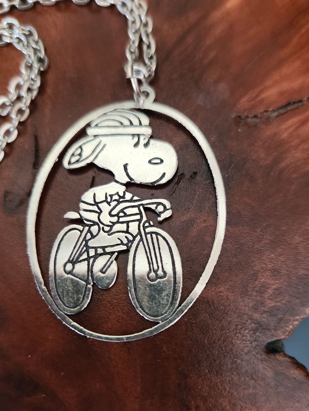 Snoopy Peanuts Vintage Bicycle Pendant Necklace From 1958 RARE
